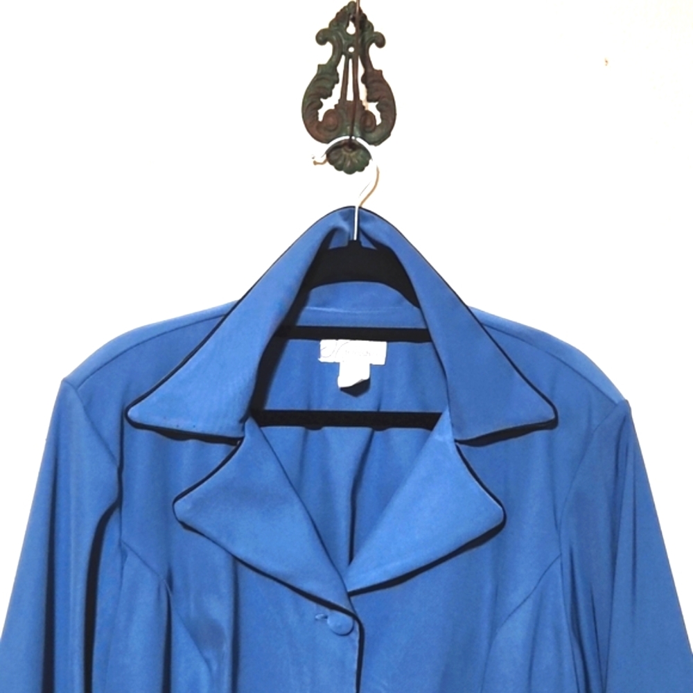 Dressbarn Woman Vintage Blue 3/4 Cuffed Sleeve Jacket Blazer Women's Size 16 - Picture 2 of 8